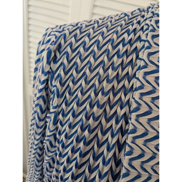 Chico's Cardigan Women's XL/3 Easy Wear Blue White Textured Open Front Chevron - Picture 4 of 11